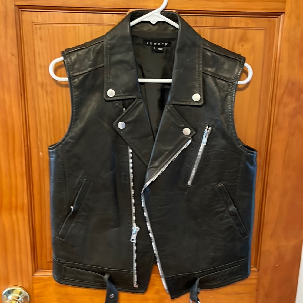 Theory leather vest worn no more than twice brand new